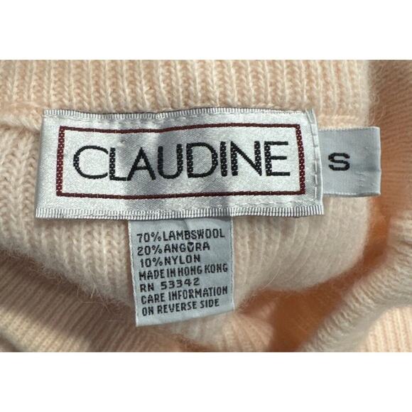 Vintage Claudine Size Small Lambswool Angora Blend Peach Pull On Sweater Skirt - Picture 5 of 6